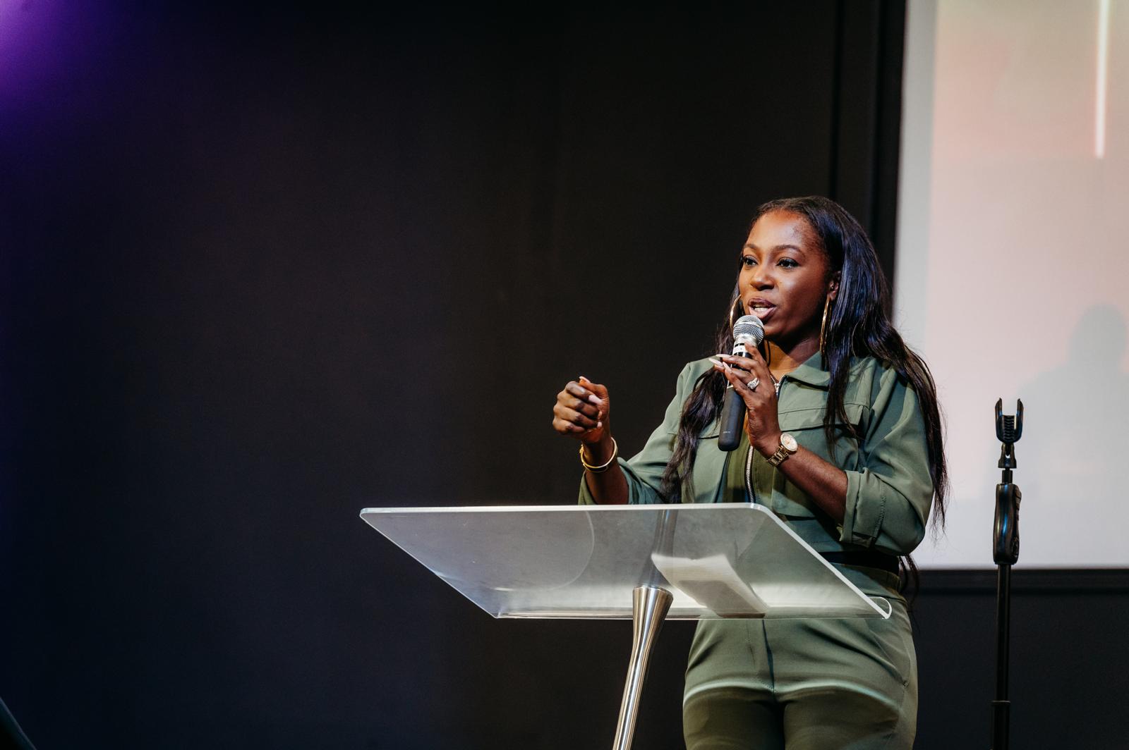 Pastor Nikki Okedele speaking